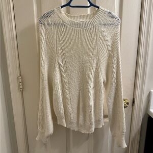 Francesca's Collections Cream Cable Knit Sweater